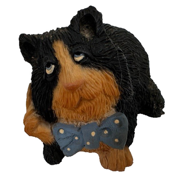 D&D Studios Frumps Cat w/Bowtie Figurine Resin Black & Tan Kitten 1990s Vintage - Picture 1 of 10